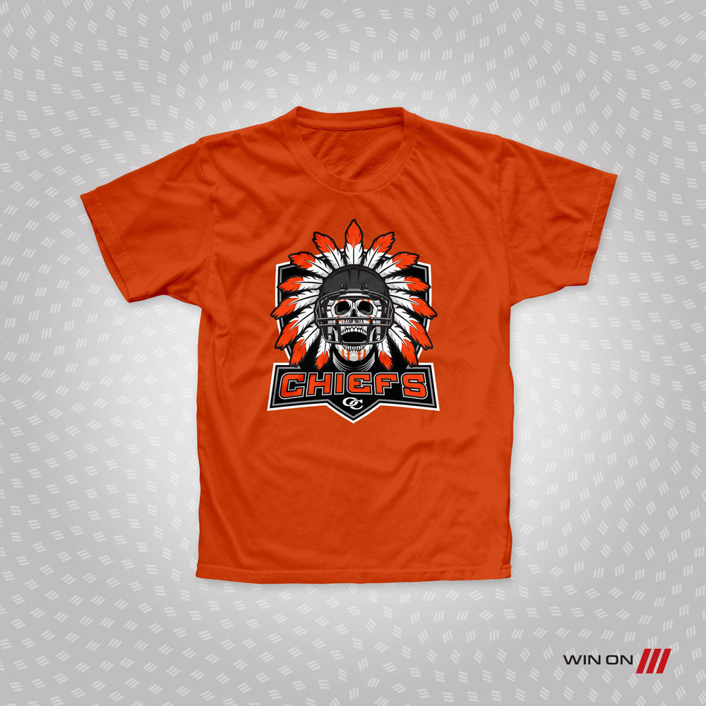 Orange Chiefs "Helmet Feathers" T-shirt (Heavy Cotton)
